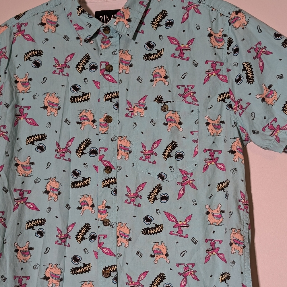 Aaahh!!! Real Monsters Nickelodeon 21MEN Button Down Shirt Men's Size M